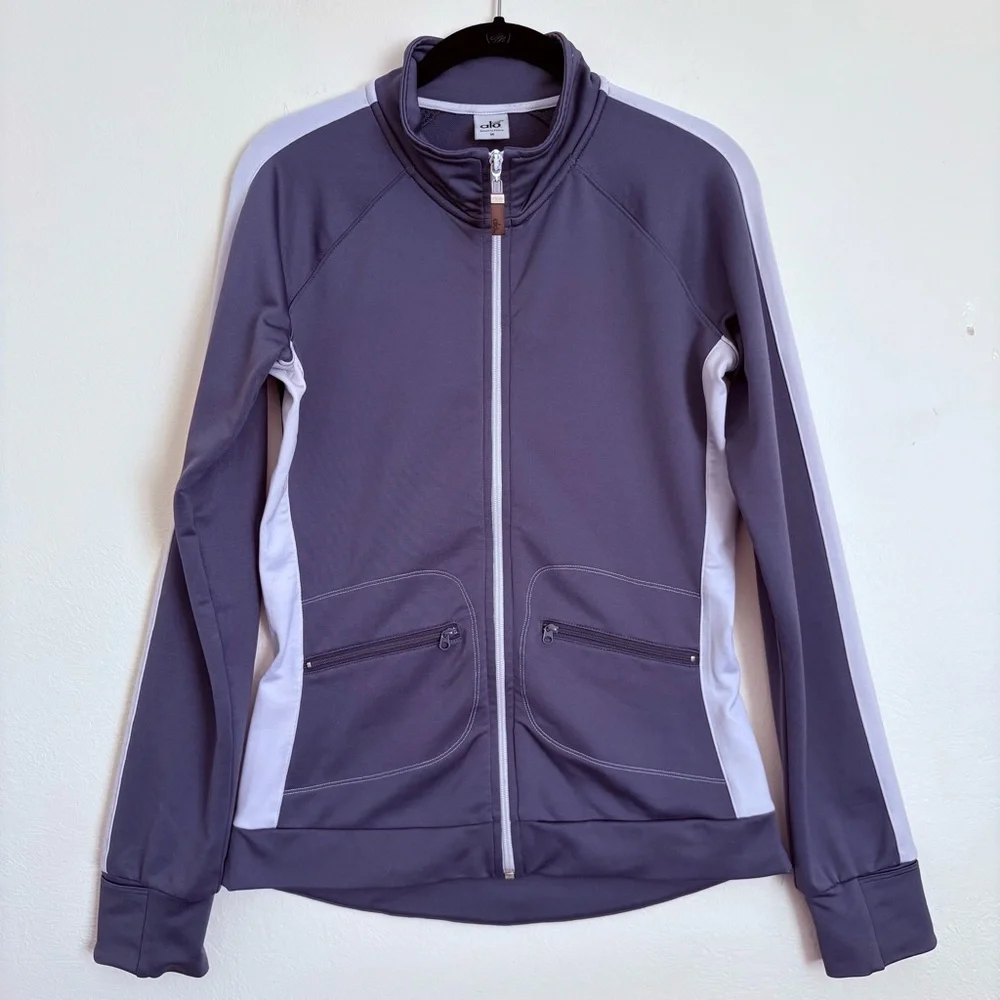 ALO Yoga CoolFit Activewear Athletic FullZip Jacket RN 87370 Gray Sz M